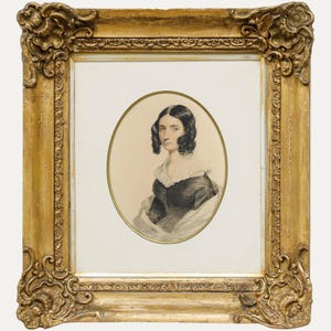 English School Early 19th Century Watercolour - Dark Haired Beauty Original Vintage Antique Artwork