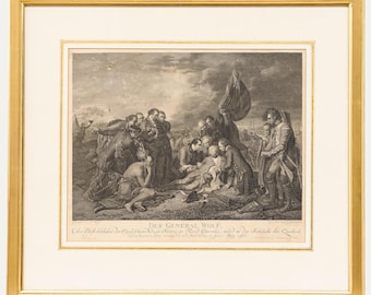 Carl Gottlieb Guttenberg (1743-1792) - Kupferstich, Der Tod General Wolfs Original Vintage Antike Kunstwerk