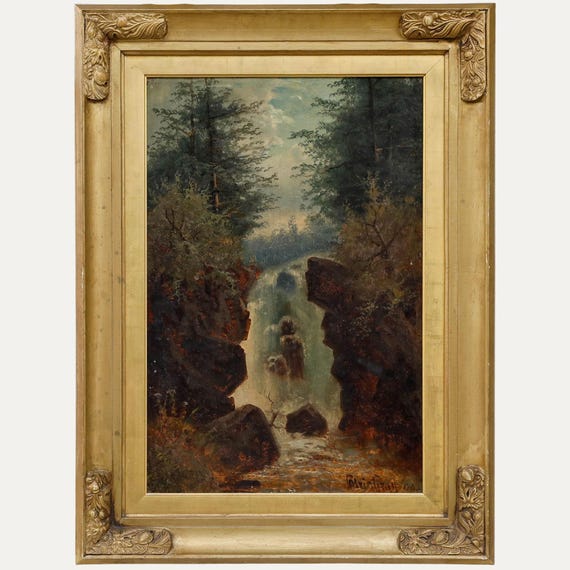 セドリック・グレイ - 額装された20世紀初頭の油絵、「The Forest