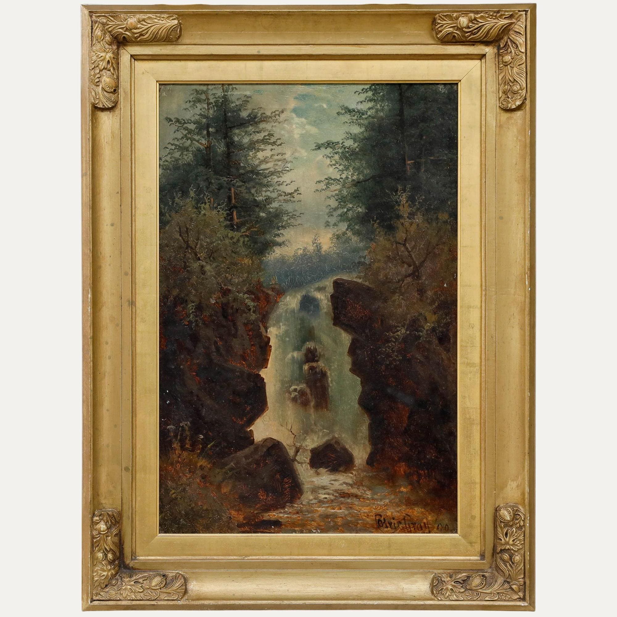 セドリック・グレイ - 額装された20世紀初頭の油絵、「The Forest