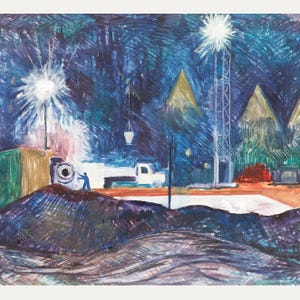 Grace Larner (1926-2022) - 20th Century Oil, The Quarry at Night Original Vintage Antique Artwork