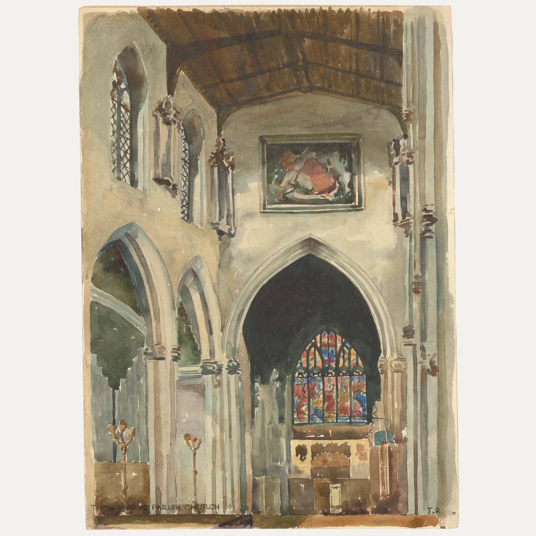 Thomas Rutter Alto Thomas Rutter - 20th Century Watercolour, Trowbridge Parish Church ...