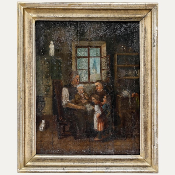 クレスト  アンティーク　油絵 レンタル品】英国アンティーク油絵 (風景画） C.J.Parry c1880 - 鎌倉