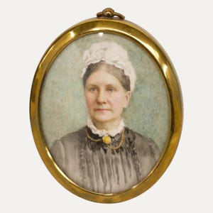 Miniature 19th Century Watercolour - Victorian Lady Original Vintage Antique Artwork