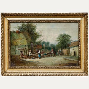 Alfred Vickers (1853-1919) - Óleo de finales del siglo XIX, El león dorado, obra de arte antigua original