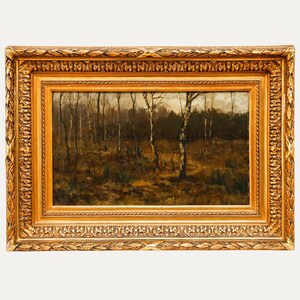 Léon Huygens (1876-1918) - Óleo de principios del siglo XX, El claro del bosque, obra de arte antigua original