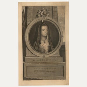 After Adriaen van der Werff (1659-1722)-17th Century Engraving,Elizabeth of York Original Vintage Antique Artwork