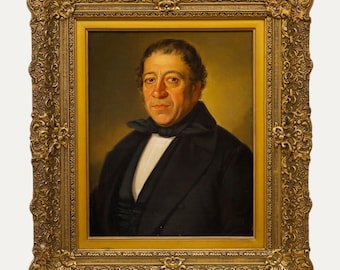 肖像画 油彩 木製フレーム 額入り 19世紀後半の油絵 - ヨーロッパ紳士の肖像画 オリジナル