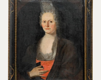 額入り20世紀の油絵 - 村の眺め オリジナルヴィンテージ