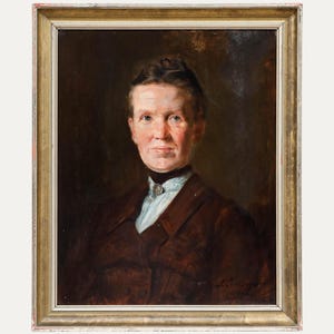 Ludwig Correggio (1846-1930) - Early 20th Century Oil, An Edwardian Lady Original Vintage Antique Artwork