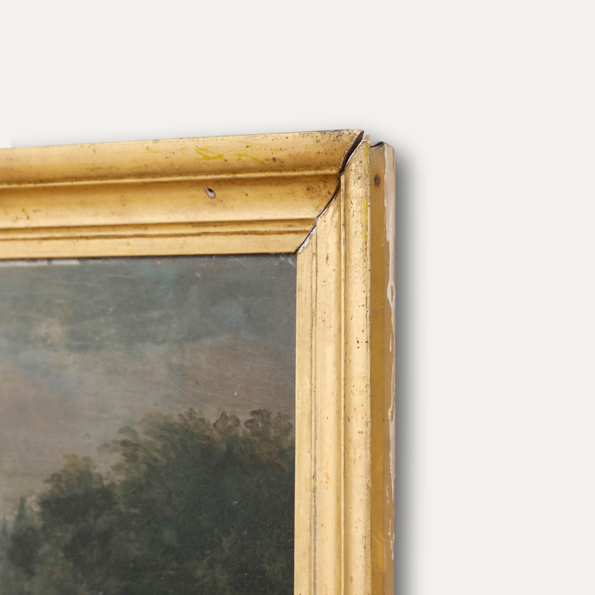 19世紀？アメリカのアンティーク又はヴィンテージ絵画と額装 19世紀の英国派の油彩画 - 牛の世話をするオリジナルヴィンテージ