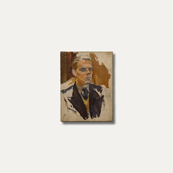 ロバート・デ・クイン・スタイル：ミッドセンチュリーの油絵、スーツを