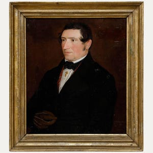 Max Zinsmeister - Biedermeier School 1840 Oil, Portrait of A Gentleman Original Vintage Antique Artwork