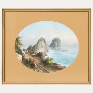 Emmanuel Meuris (1894-1969)  - Early 20th Century Gouache, Faraglioni, Italy Original Vintage Antique Artwork