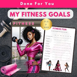 Fitness Goal Planner 2025, Weight Loss Work Out Tracker Journal, Cardio Weight Training Diary, PLR Digital Get Fit Diary, Gym Health Planner