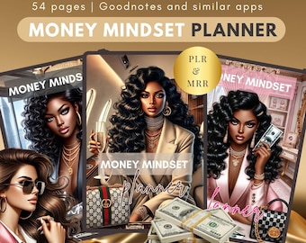 2026 Digital Planner PLR Boss Babe Money Mindset Black Girl Entrepreneur Manifesting Journal, Resell Digital Canva Template Passive income