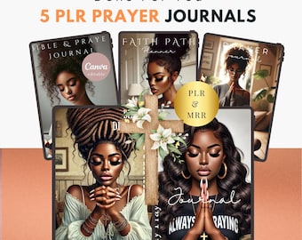 5 PLR digitale planner gebedsbundel, doorverkopen DFY digitale producten, passief inkomen, gebedsdagboeken, bijbelstudiedagboek voor haar, devotional