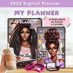Black Girl Planner Her 2025 Digital Planner iPad Goodnotes Notability Planner Monthly Planner Daily Planner Weekly Planner, Digital Journal