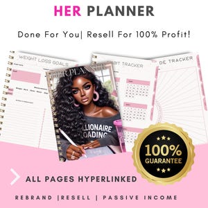PLR Black Girl Planner Her Digital Planner iPad Goodnotes Notability Planner Planner mensile Planner giornaliero Planner settimanale, diario digitale immagine 7