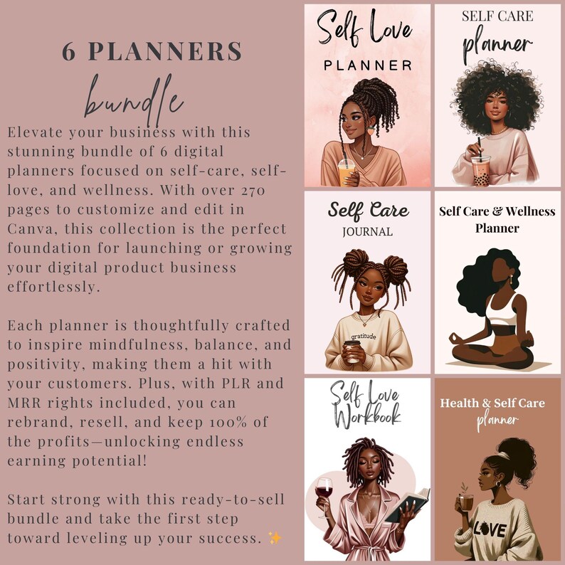 PLR Digital Planner Bundle Self Care Journal, Wellness Resell Right ...