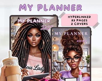 Black Girl Planner Her 2026 Planner digitale per iPad Goodnotes Notability Planner Planner mensile Planner giornaliero Planner settimanale, diario digitale