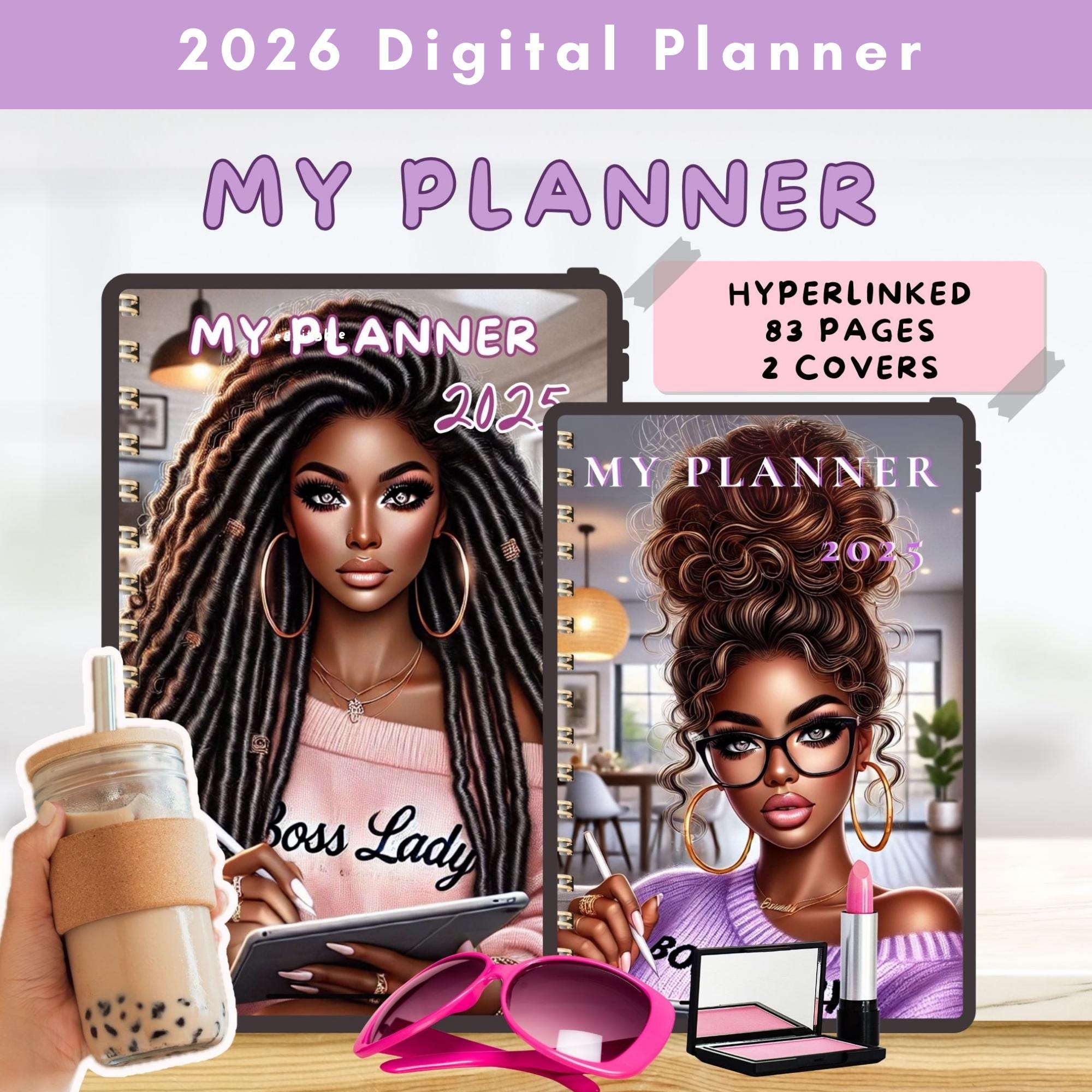 Black Girl Planner Her 2026 Digital Planner iPad Goodnotes Notability ...