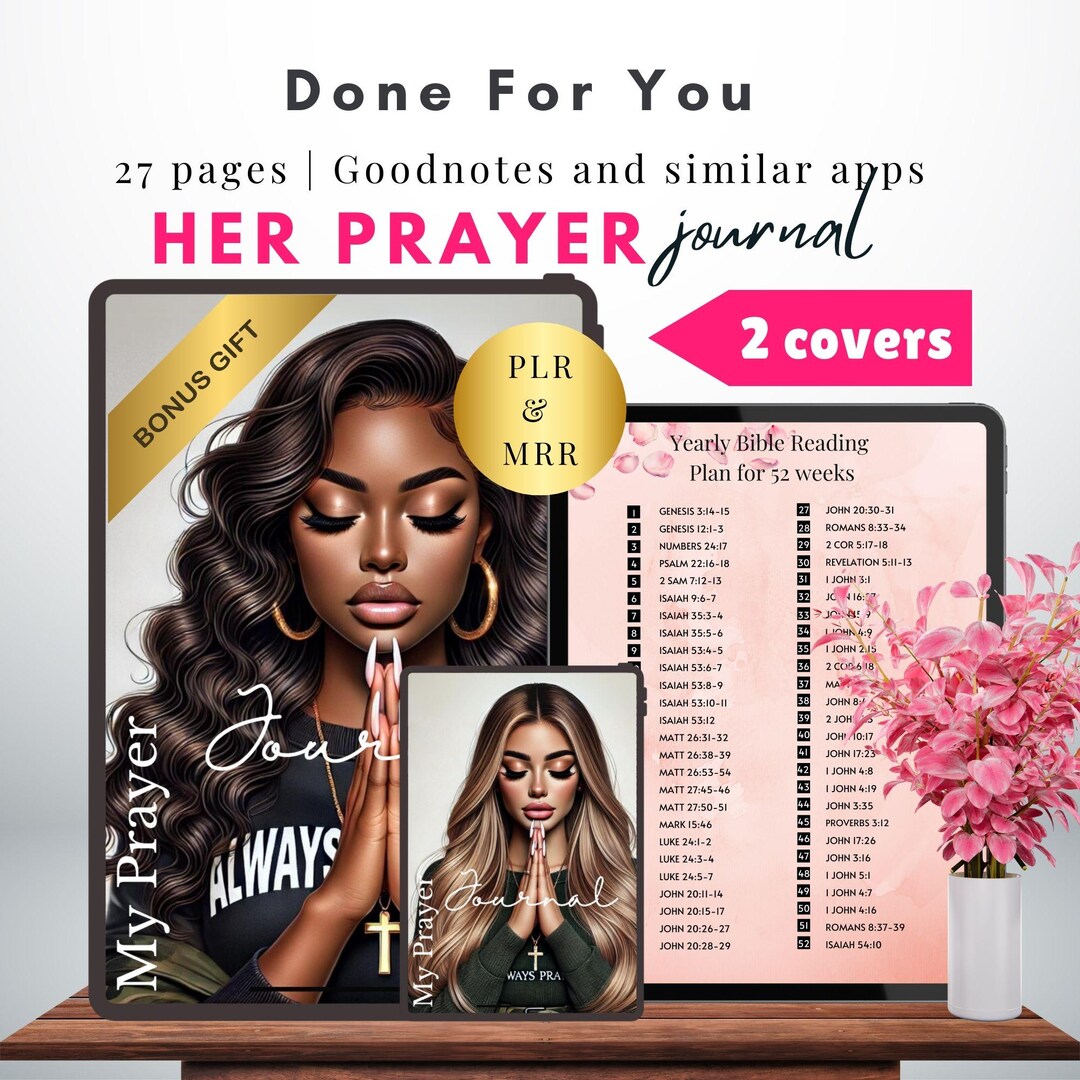Prayer Journal Template, Bible Study Guide, PLR MRR, Goodnotes Planner ...