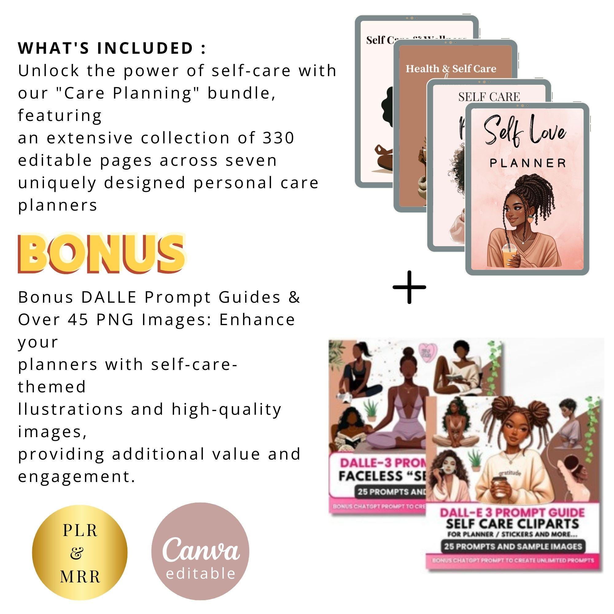 PLR Self Care Planner Bundle, Wellness Journal, Canva Template (digital ...