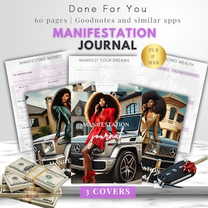 2026 Manifestation Journal, Digital Planner Resell dfy Goal Tracker Gratitude Law of Attraction Black Girl Digital Marketing Affirmation PLR