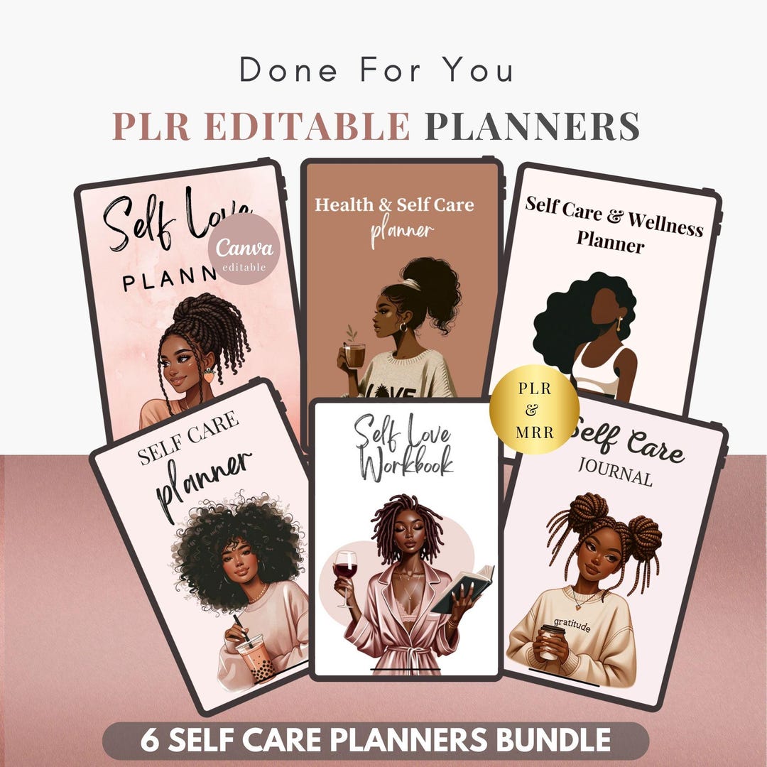 PLR Self Care Planner Bundle, Wellness Journal, Canva Template (digital ...