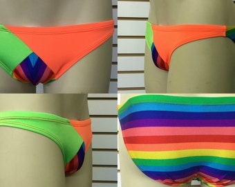 Bikini - PAUL - Green/Orange/Multicolor Stripes