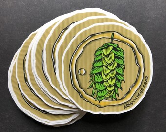 Hop on Cardboard with a Beer Stain Sticker