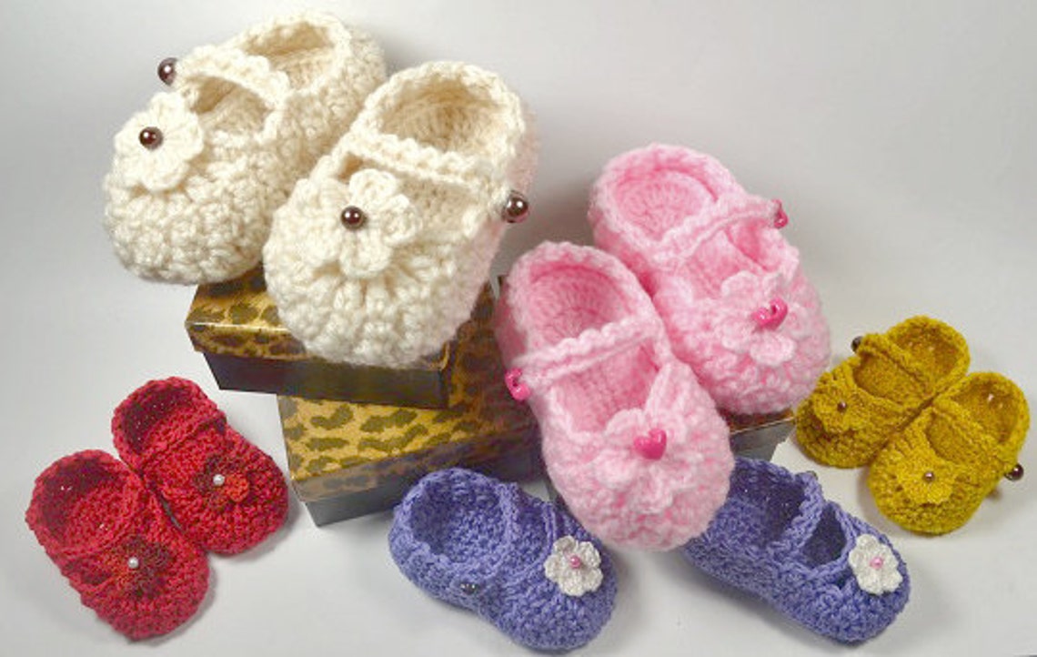 Baby Mary Jane Crochet Shoes Pattern 4 Sizes PDF Etsy