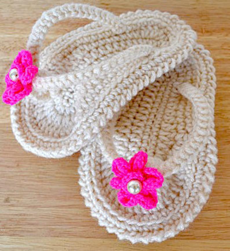 crochet flip flops baby thongs pattern 3 sizes pdf etsy