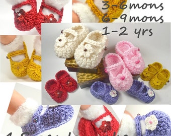 Baby Mary Jane Crochet Shoes Pattern 4 Sizes PDF