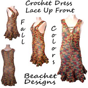Crochet Dress Lace Up Front Crochet Pattern PDF
