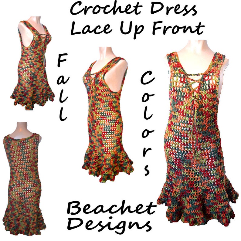 Crochet Dress Lace Up Front Crochet Pattern PDF image 1