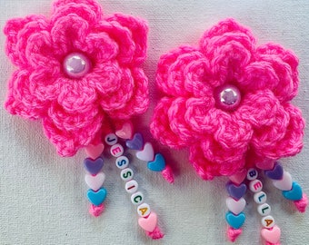 Crochet Handmade little girl 3 layer hair flower for head band toddler flower for barrettes name flower for hair ties for baby shower gift