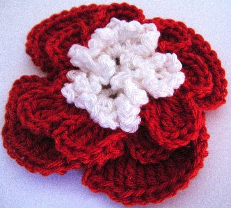 Crochet Flowers Pattern Flower Applique Large Flowers Hair Flower Embellishment Flower Bouquet Head Band Flower Pdf Patterns Flower Decor image 5