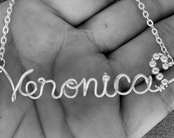 Custom Wire Name Necklace, Sterling Silver Plated Chain, Personalized Jewelry