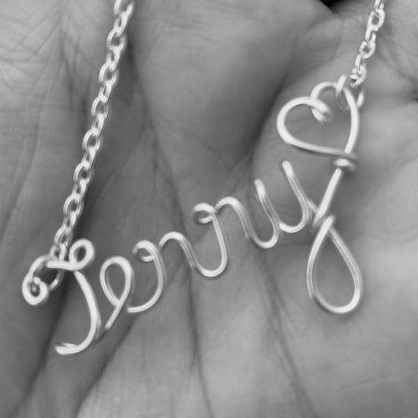 Wire Name Necklace Etsy