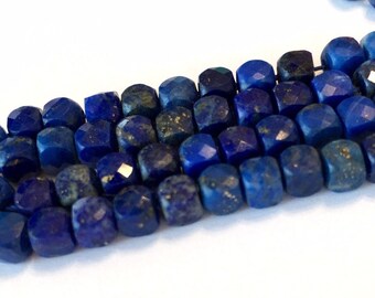 Lapis faceted 3D cubes 4 petite pieces