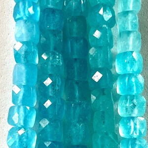 Blue opal faceted cubes 4 beads