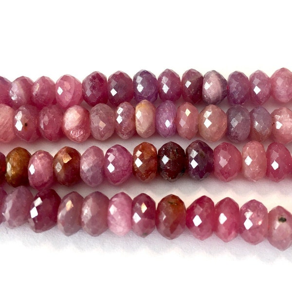 Natural Ruby Genuine Gemstone Ruby Faceted Rondelles 6mm wide 6 pieces