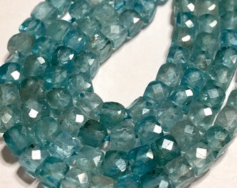 Sky Blue Apatite faceted cubes 4 petite beads