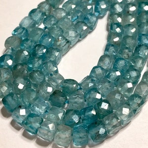 Sky Blue Apatite faceted cubes 4 petite beads