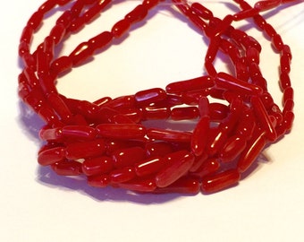 Red coral branch beads whole strand