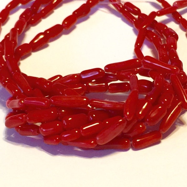 Red coral branch beads whole strand