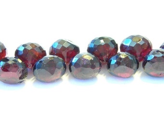 Garnet faceted candy kiss Onions 6 briolettes