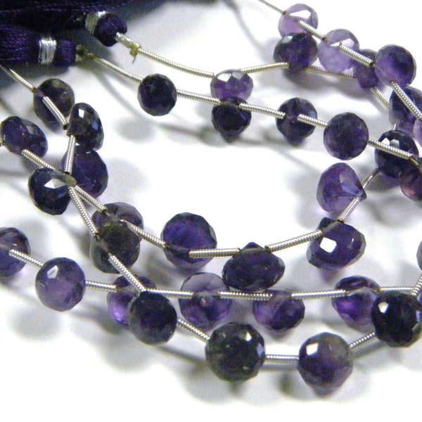 Amethyst royal purple faceted gemstone candy kiss onions Whole strand